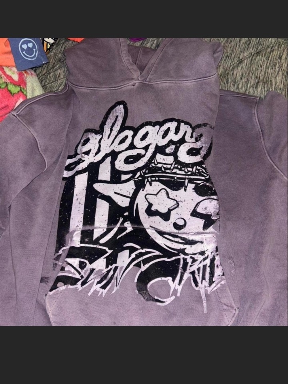 Purple Graphic Pullover Hoodie Sweatshirt